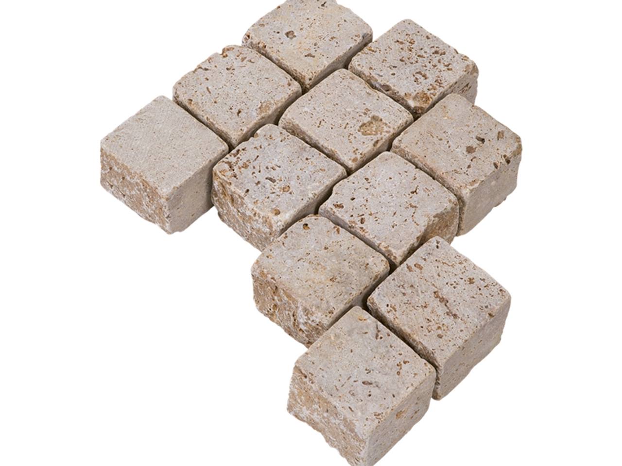 Travertin Pflastersteine 10x10x8 Noce jonastone